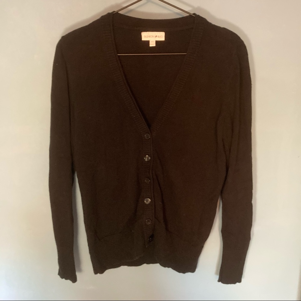 Fashion Bug Button Down Black Cardigan Sweater
